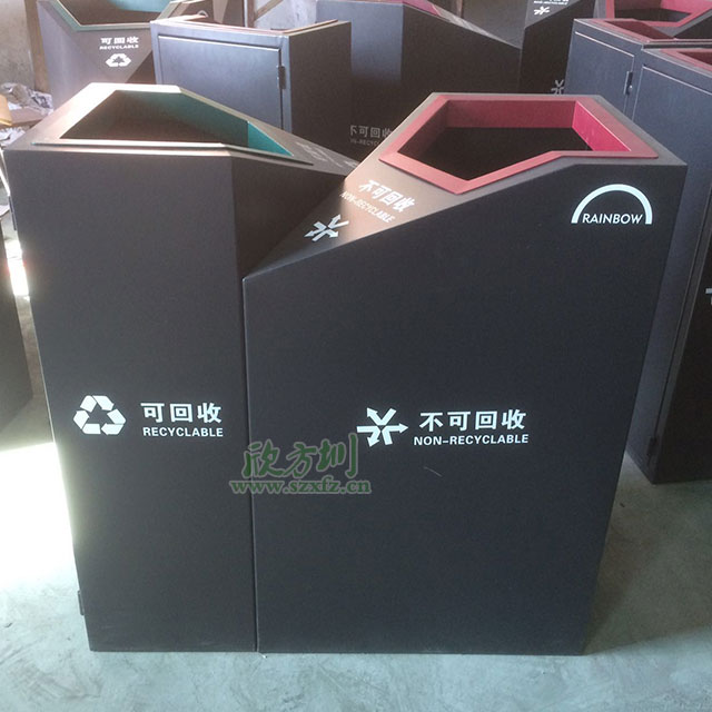 欣方圳垃圾桶厂家 为天虹商场定做钢制垃圾桶