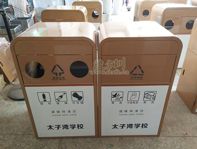 欣方圳户外钢制垃圾桶 今日安装太子湾学校