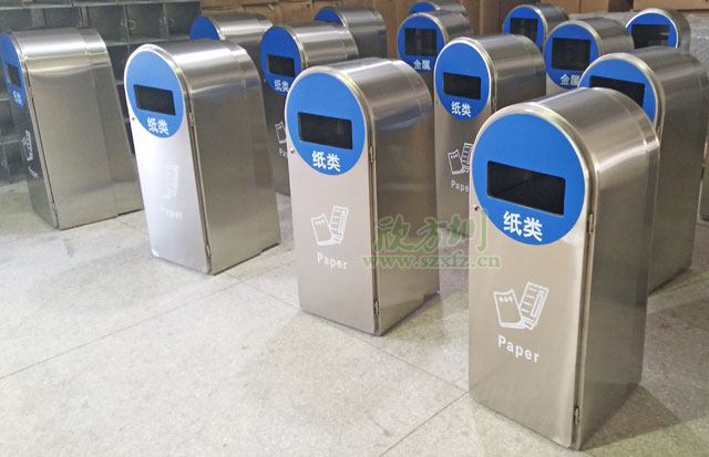 深圳市政不锈钢玻金塑纸垃圾桶厂家批量赶货
