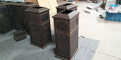 钢制别墅烤漆垃圾桶工厂制作图