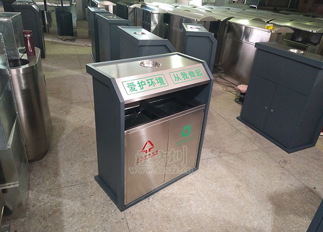 钢制物业分类垃圾桶欣方圳工厂批量生产成品图