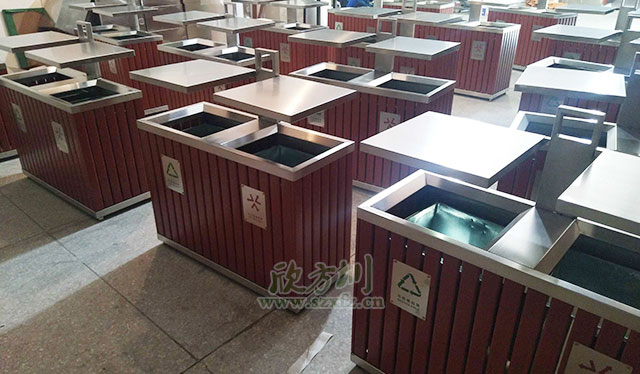 钢木户外垃圾桶可解决龙兴古镇配备不足