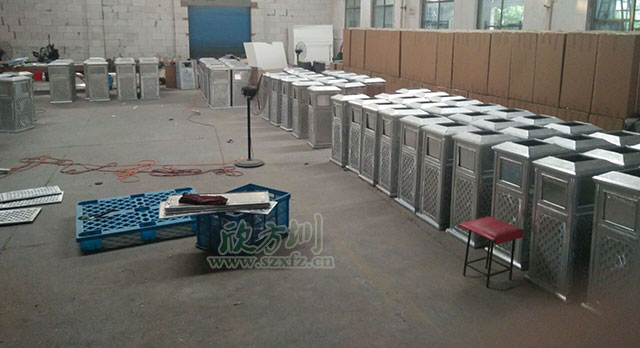 钢制别墅烤漆垃圾桶工厂制作图