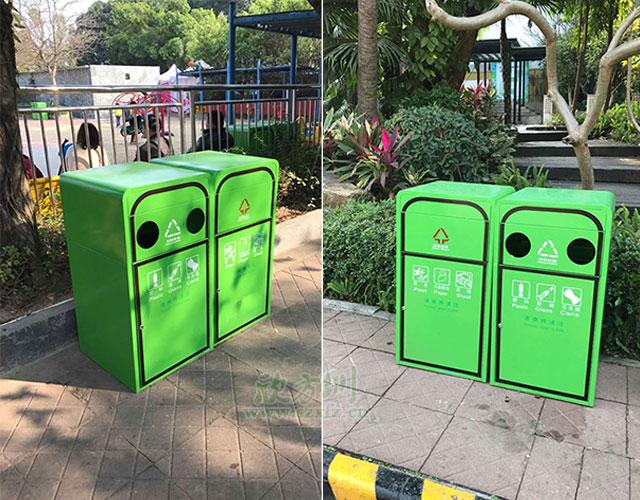 欣方圳钢板喷塑垃圾桶 打造深圳高品质园林