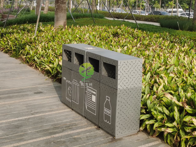 滨海廊桥景观垃圾桶5.0mm厚316#镂空不锈钢喷塑果皮箱