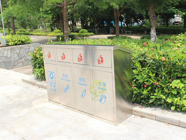 四分类不锈钢垃圾桶—欣方圳分类垃圾桶制造厂家