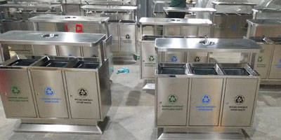 不锈钢户外三分类果皮箱