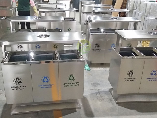 不锈钢户外三分类果皮箱