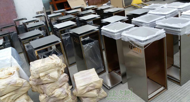 室内不锈钢滑轨式垃圾桶佛山中海地产采购