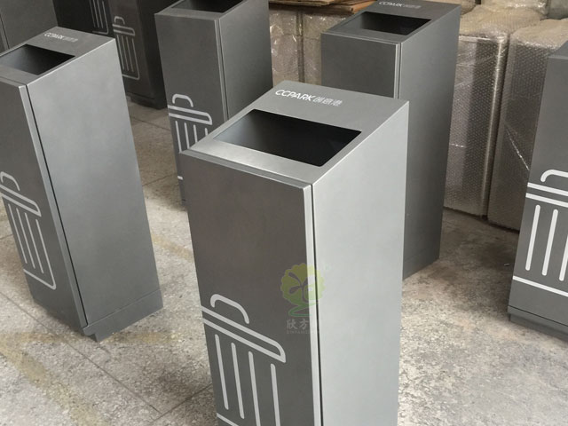 室内滑轨四分类果皮箱-商场不锈钢推拉式4分类果皮箱