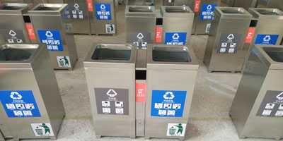 室内不锈钢分类果皮箱厂家批量生产图