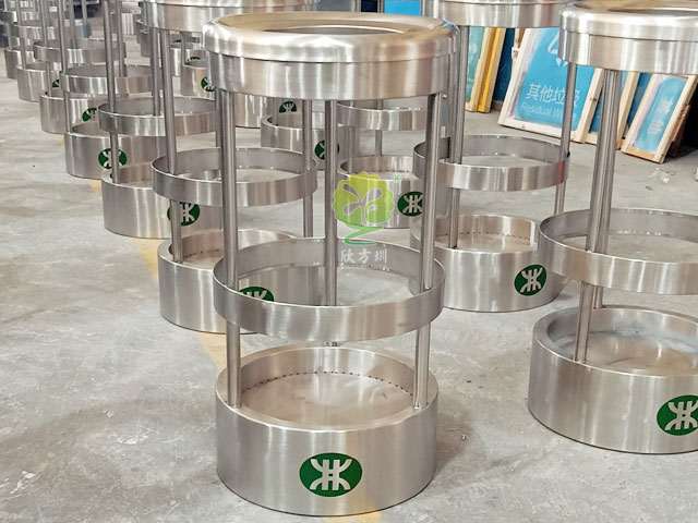 地铁透明防爆果皮箱-地铁站简易套袋不锈钢果皮箱