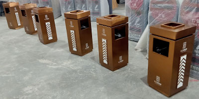 楼盘室内不锈钢电镀方形垃圾桶厂家批量生产图