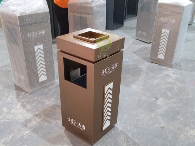 楼盘室内不锈钢电镀方形垃圾桶