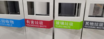 写字楼办公区不锈钢四分类果皮箱细节图
