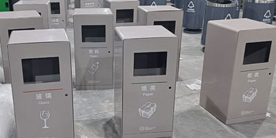 深圳公园户外不锈钢垃圾桶烤漆果皮箱批量生产图