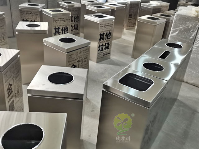 多国文字组合式不锈钢分类垃圾桶