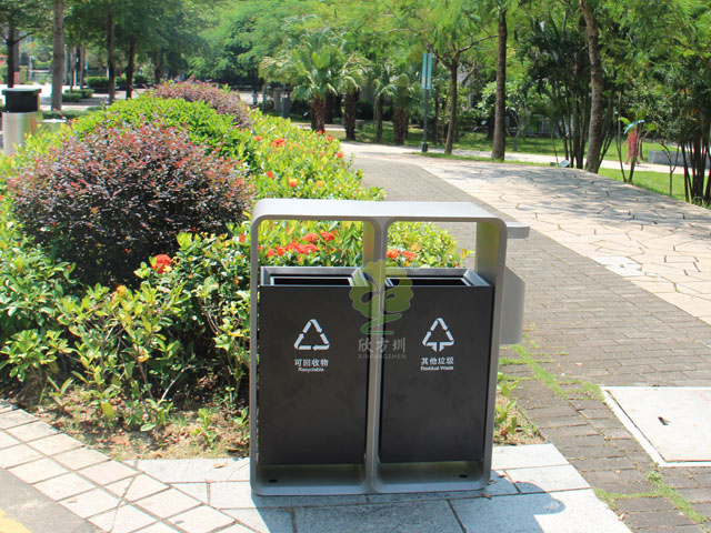 深圳福田城市形象更新垃圾桶无缝一体简约耐用