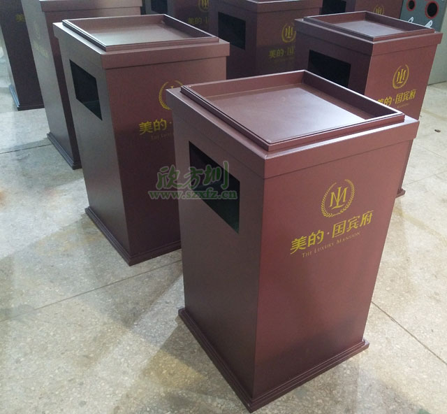 长沙楼盘就选铁皮烤漆垃圾桶美观耐用