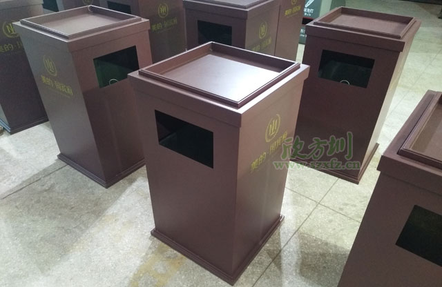 长沙楼盘就选铁皮烤漆垃圾桶美观耐用