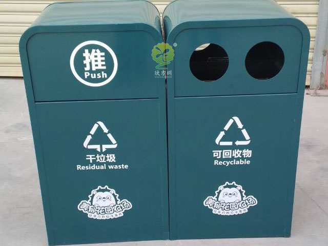 景区钢板烤漆垃圾桶—游乐园钢制喷塑垃圾桶厂家