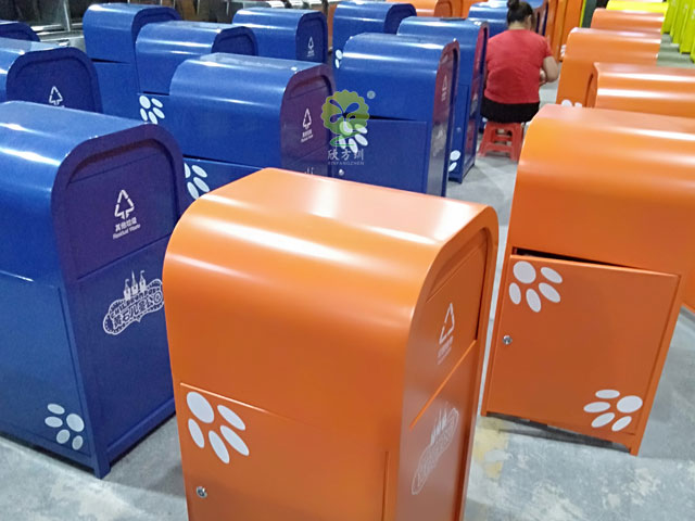 景区钢板烤漆垃圾桶—游乐园钢制喷塑垃圾桶厂家