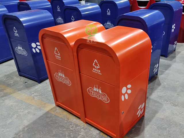 景区钢板烤漆垃圾桶—游乐园钢制喷塑垃圾桶厂家