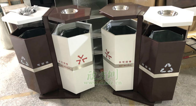 六角钢制垃圾桶厂家为苏州园林户外环境定制