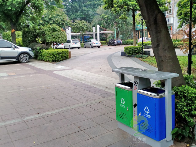 街道户外铁垃圾桶-街道户外铁皮烤漆垃圾桶定制厂家