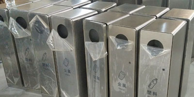 户外五分类垃圾箱-不锈钢户外组合垃圾箱批量生产图