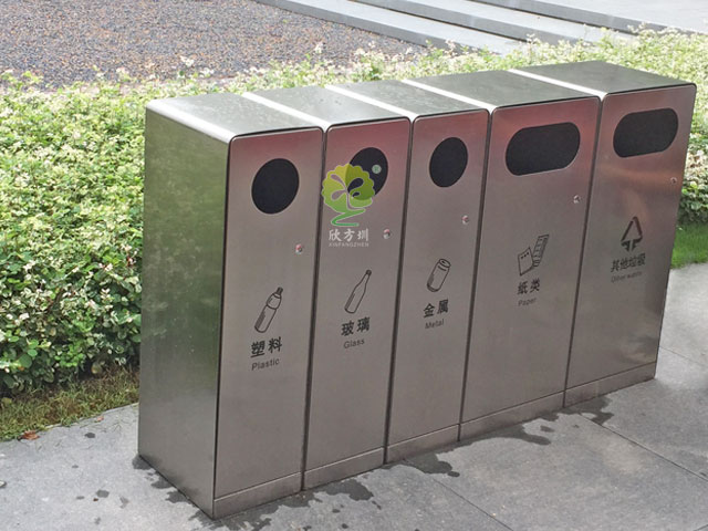 户外五分类垃圾箱-不锈钢户外组合垃圾箱批发厂家