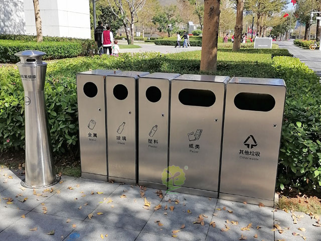 户外五分类垃圾箱-不锈钢户外组合垃圾箱批发厂家