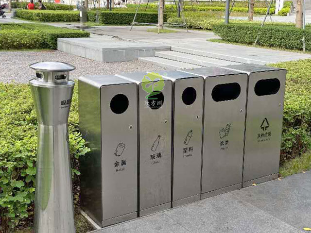 户外五分类垃圾箱-不锈钢户外组合垃圾箱批发厂家