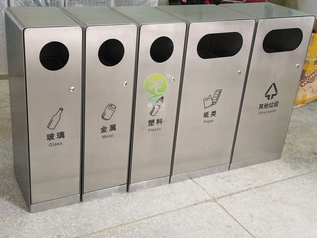 户外五分类垃圾箱-不锈钢户外组合垃圾箱批发厂家