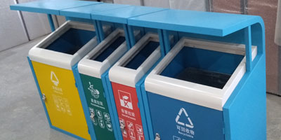 商业街户外4分类果皮箱产品组装图