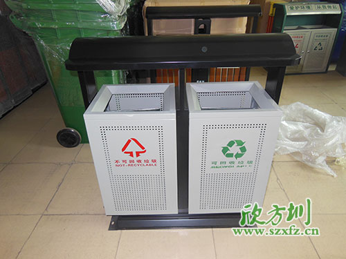 贵阳物业户外钢板冲孔垃圾桶，客户的二次选择。