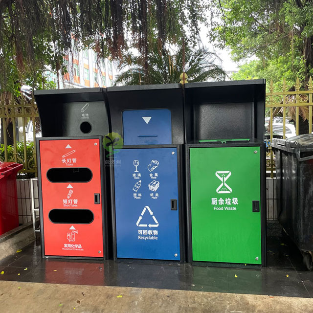 深圳小区垃圾分类投放点不锈钢垃圾桶罩