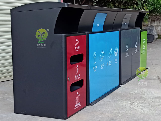 深圳新标准玻金塑纸厨余其他分类垃圾桶金属外罩