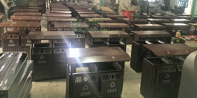 景区户外钢木分类垃圾桶欣方圳批量生产图