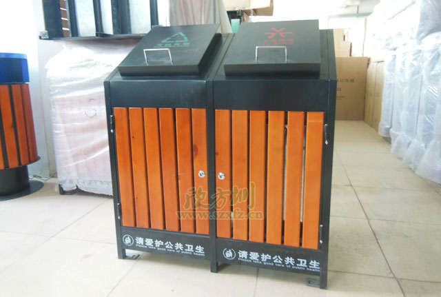环保钢木分类圾桶仓库图