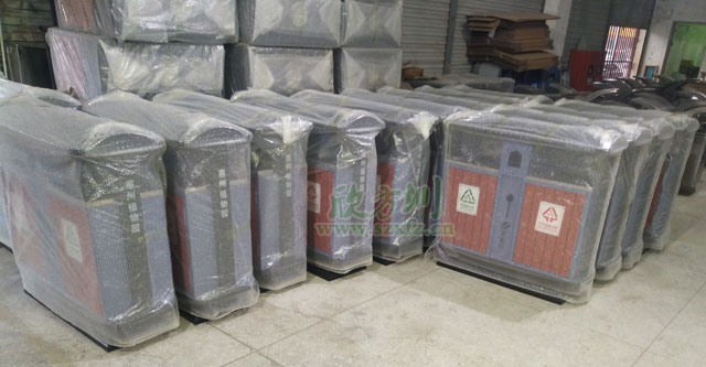 户外钢木分类垃圾桶厂家生产图