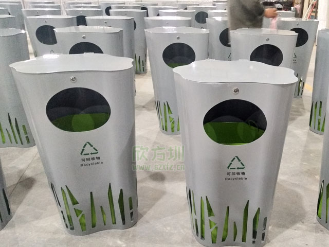 创意异形金属垃圾桶欣方圳工厂生产图