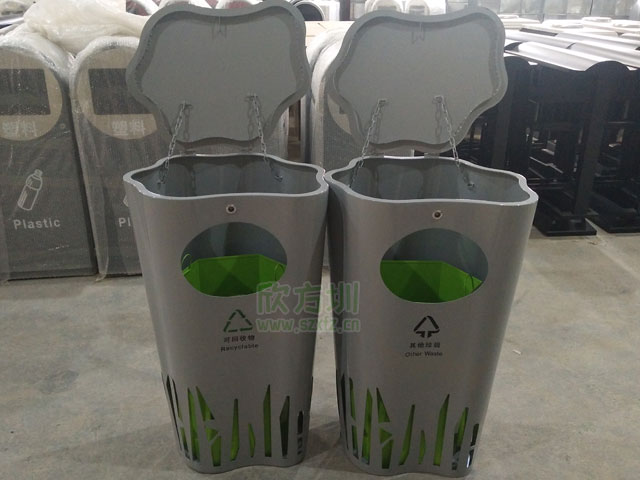 创意异形金属垃圾桶欣方圳工厂生产图