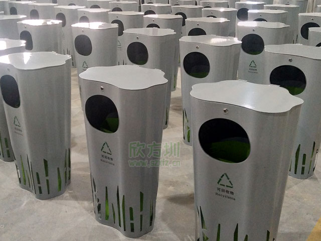 创意异形金属垃圾桶欣方圳工厂生产图