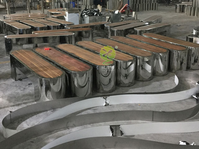 不锈钢长条椭圆休闲椅-不锈钢休闲坐凳定制厂家