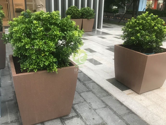 方形金属烤漆花盆-冷轧板喷塑户外景观花盆