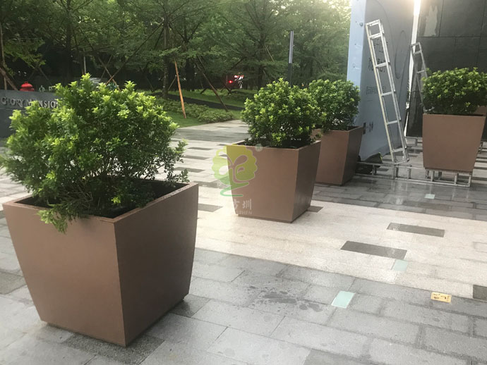 方形金属烤漆花盆-冷轧板喷塑户外景观花盆