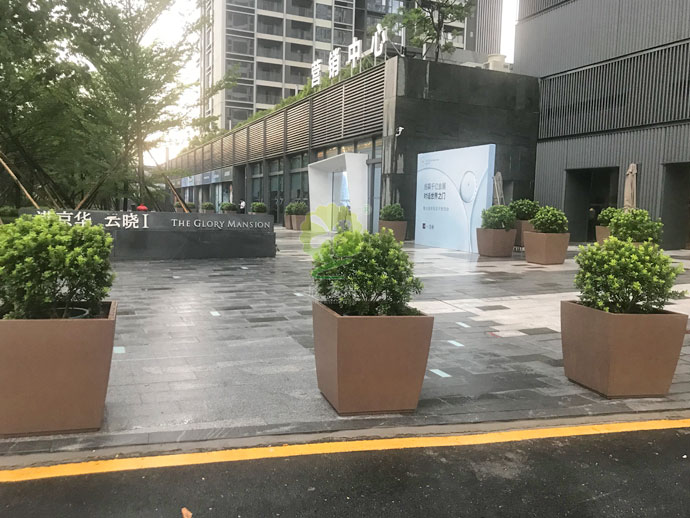 方形金属烤漆花盆-冷轧板喷塑户外景观花盆