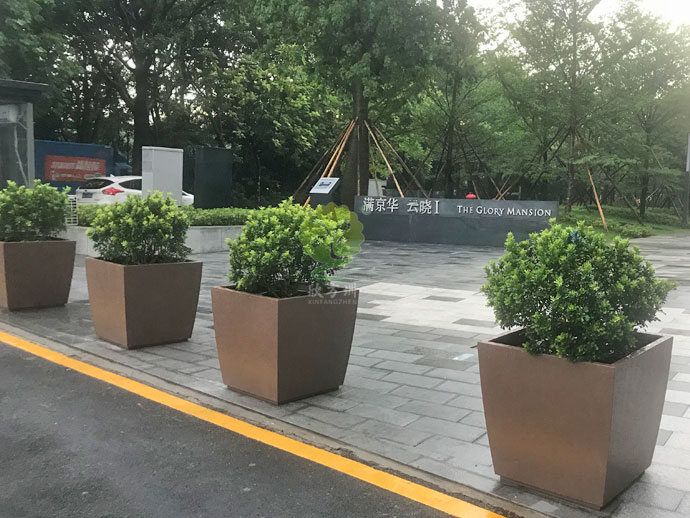 方形金属烤漆花盆-冷轧板喷塑户外景观花盆