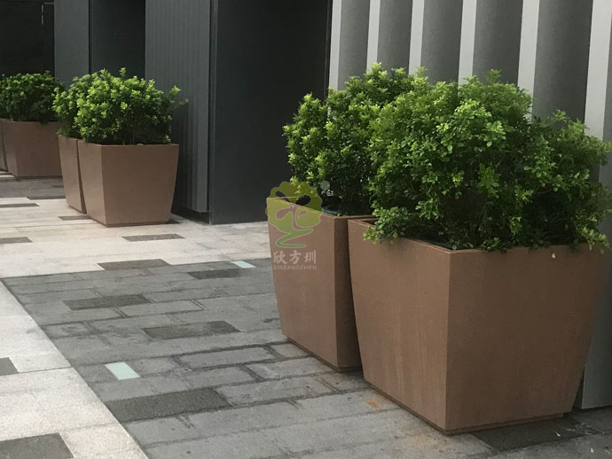 方形金属烤漆花盆-冷轧板喷塑户外景观花盆